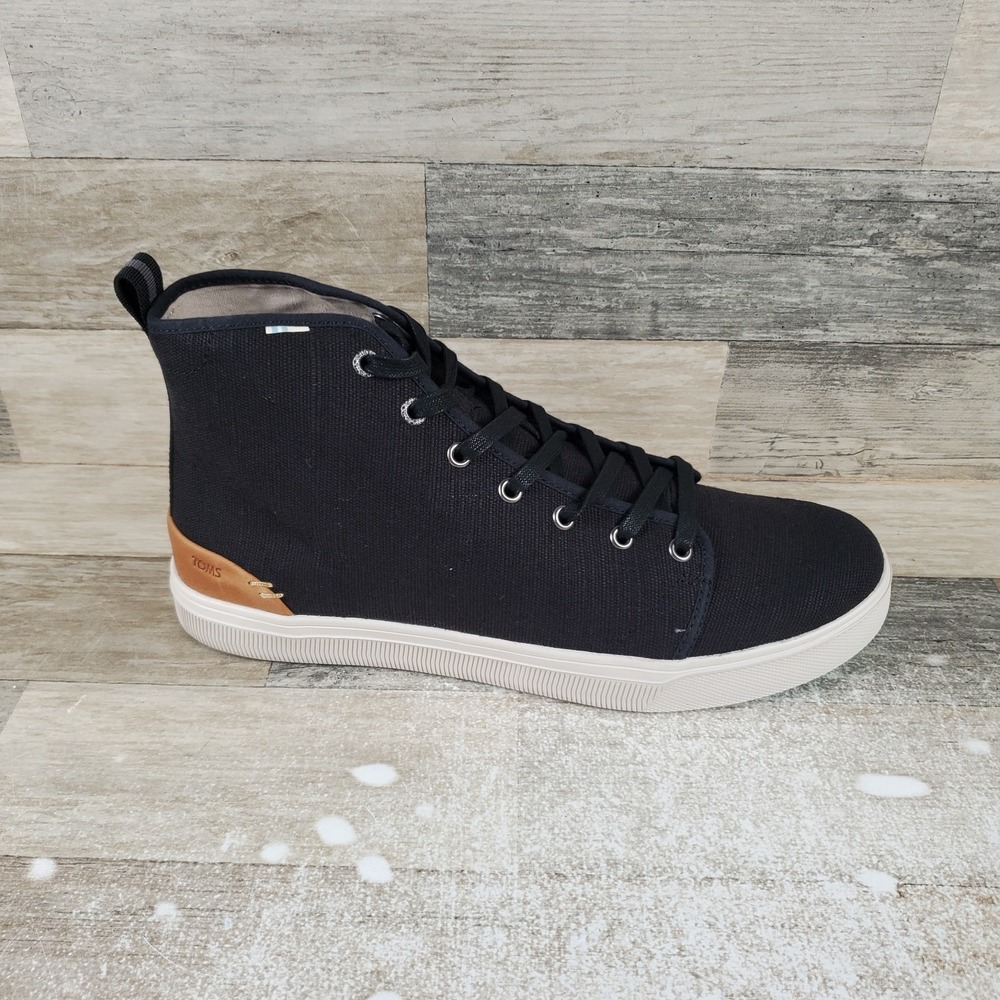 Toms Trvl Lite Mens Shoes Sz 11.5 Casual Black Heritage Canvas High Top Sneakers
